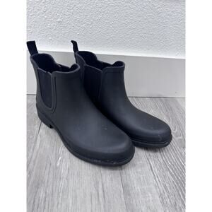 Madewell Women’s Chelsea Waterproof Ankle Rain Boots Pull-On in Black Sz 9